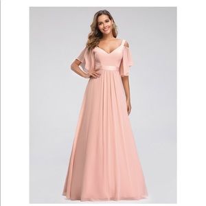 Beautiful Pink Cold Shoulder Dress Prom Pageant